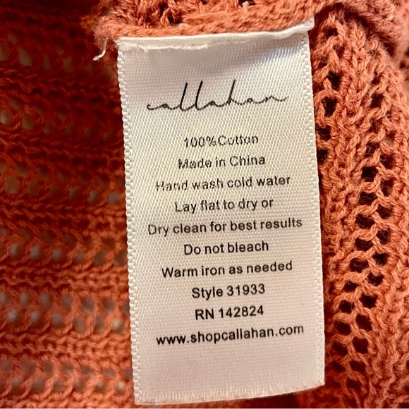 Callahan Open Knit Genny Midi Skirt, Fully Lined 100% Cotton, Rust Orange Size M - Picture 7 of 8